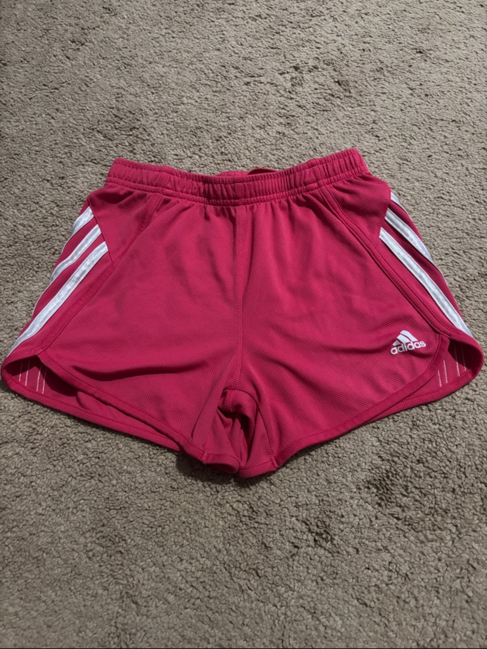 adidas Kids Hot Pink Shorts with White Stripes